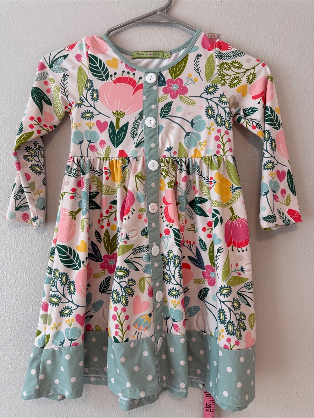 Millie loves Lily Girls' Floral Button-Front Casual Dress in Pink & Green